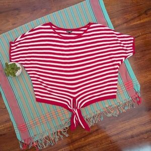 Red and White Striped Knit Express Top